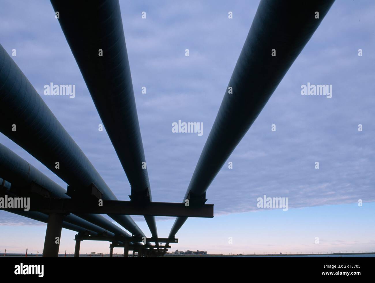 Oil pipelines; North Slope, Alaska, United States of America Stock Photo
