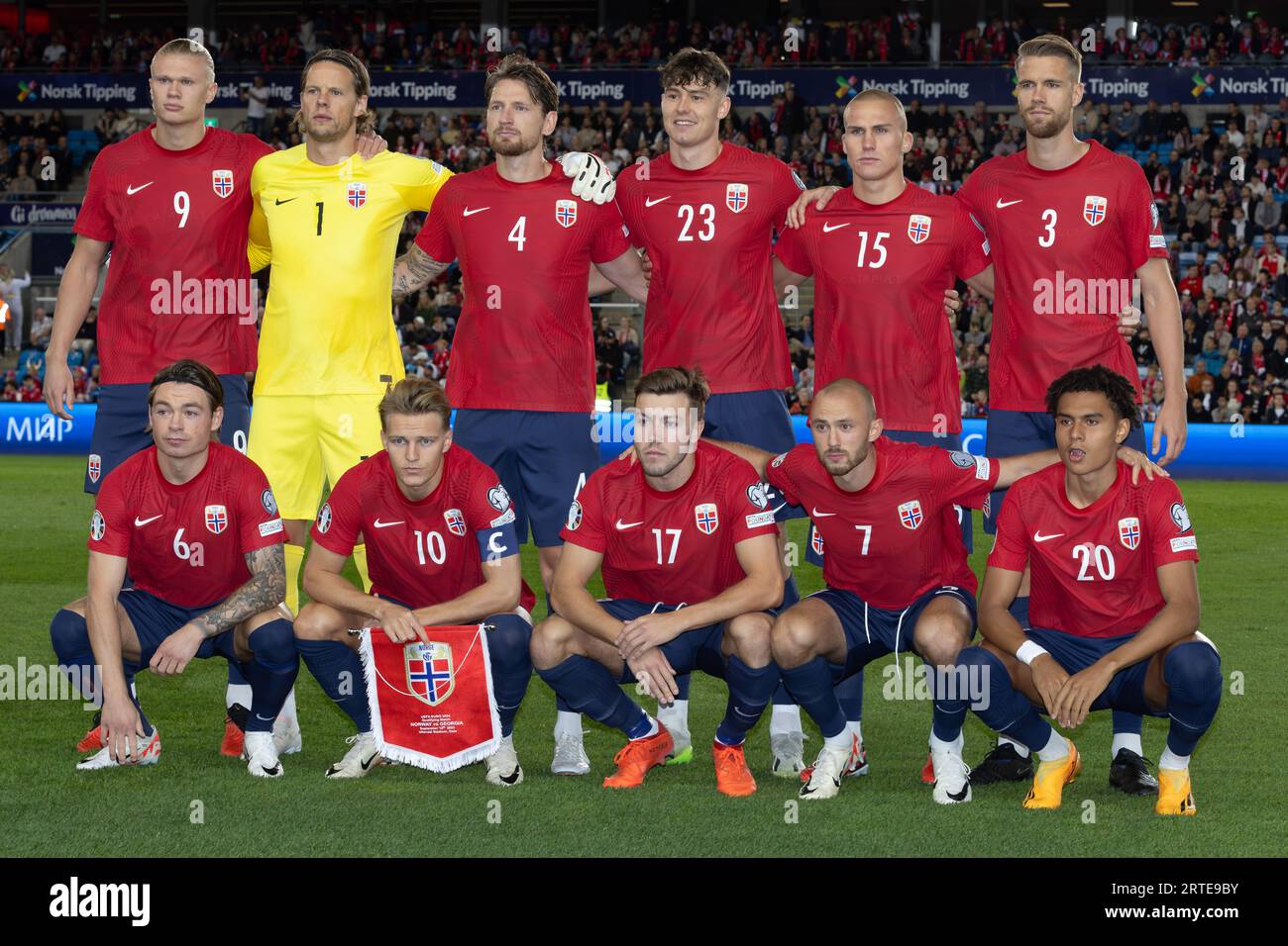 Oslo Norway 12 September 2023 Norway Team Line Up During The UEFA 