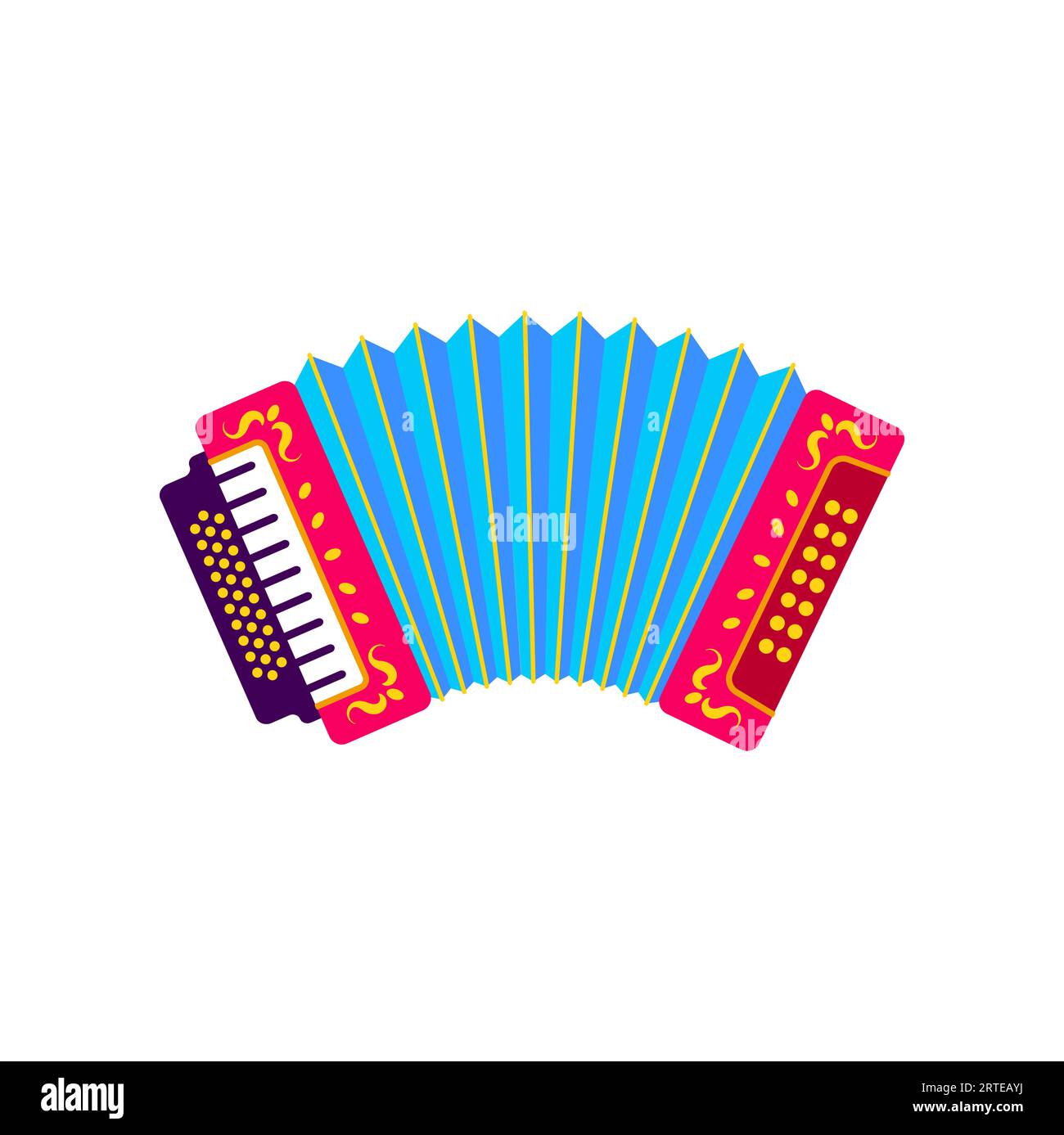 Accordion traditional colombian musical instrument, Barranquilla carnival holiday object. Vector vellanato festival music tool Stock Vector