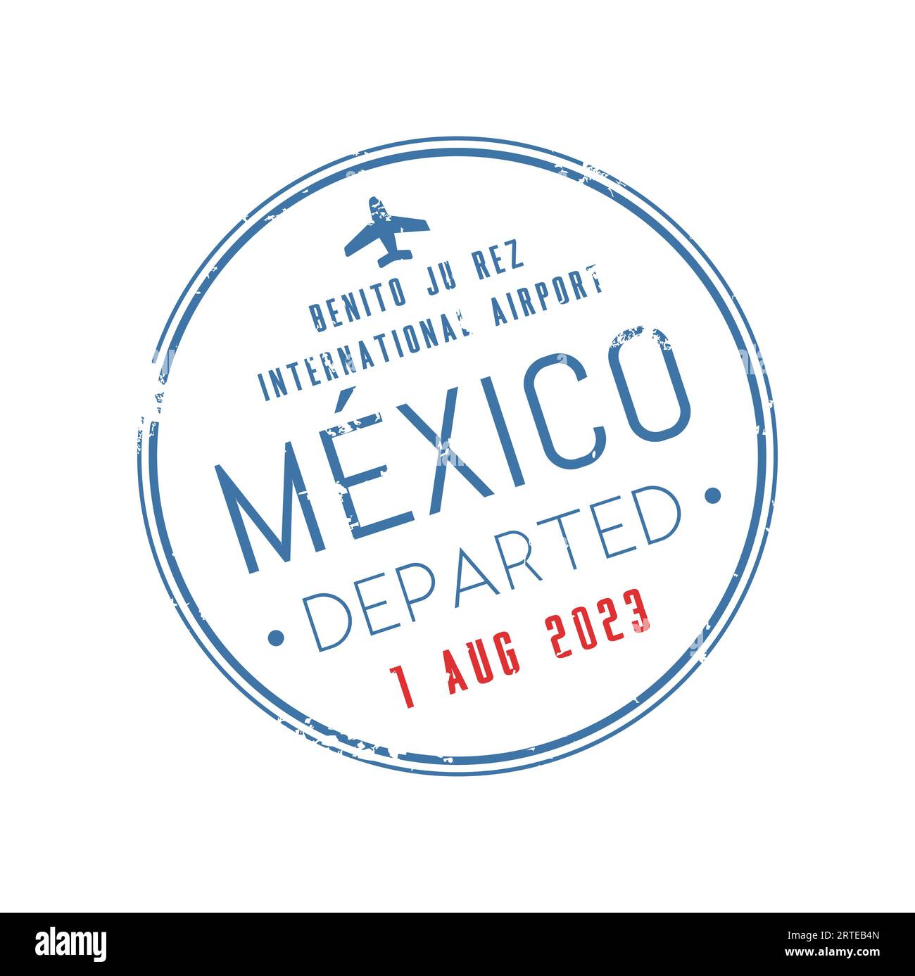 Passport travel visa stamp of Mexico, Benito Ju Rez, South America