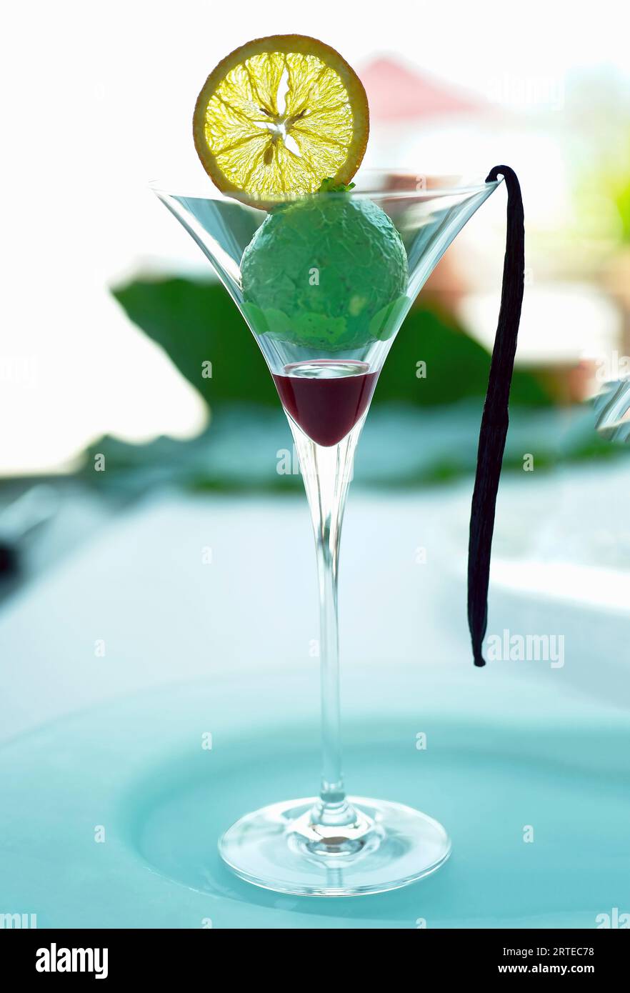 Brandy with a scoop of woodruff ice cream Stock Photo Alamy