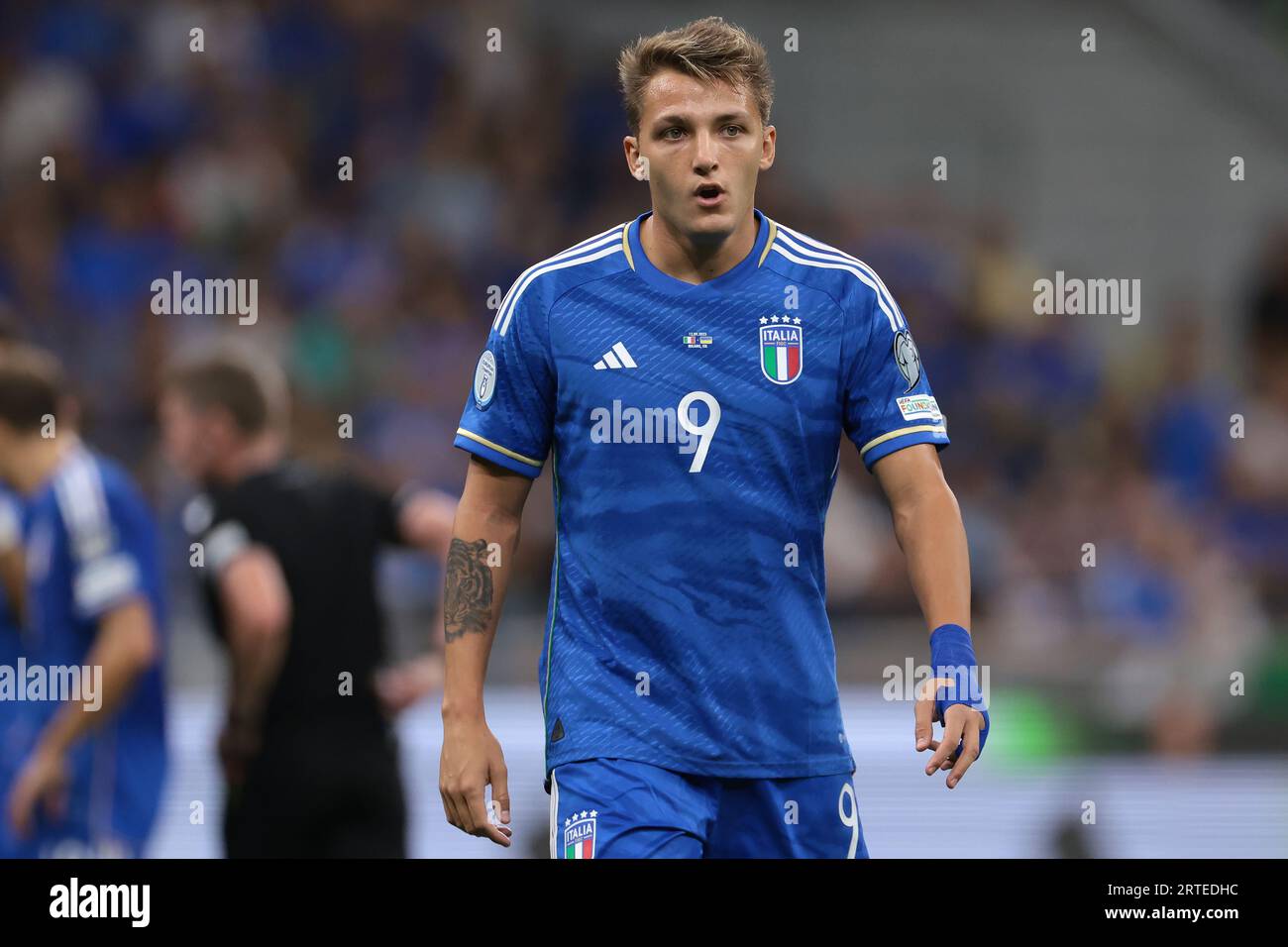 Milan, Italy. 12th Sep, 2023. Mateo Retegui of Italy looks on during the UEFA EURO 2024 match at Stadio Giuseppe Meazza, Milan. Picture credit should read: Jonathan Moscrop/Sportimage Credit: Sportimage Ltd/Alamy Live News Stock Photo