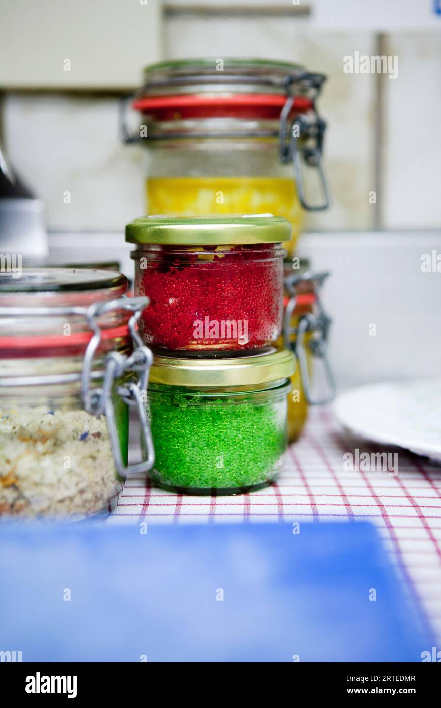 Tobikko caviar, green and red Stock Photo