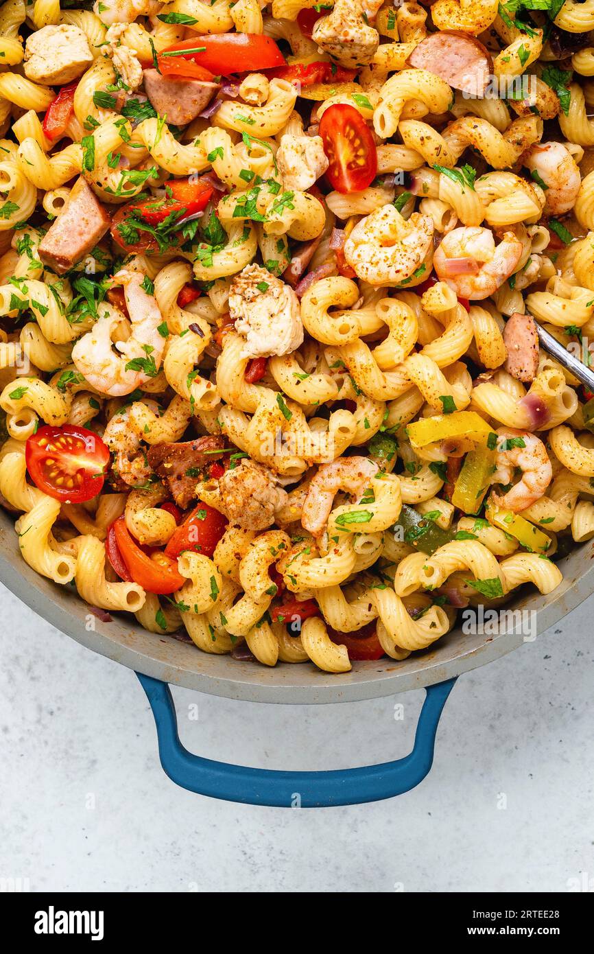 Pasta jambalaya style Stock Photo Alamy