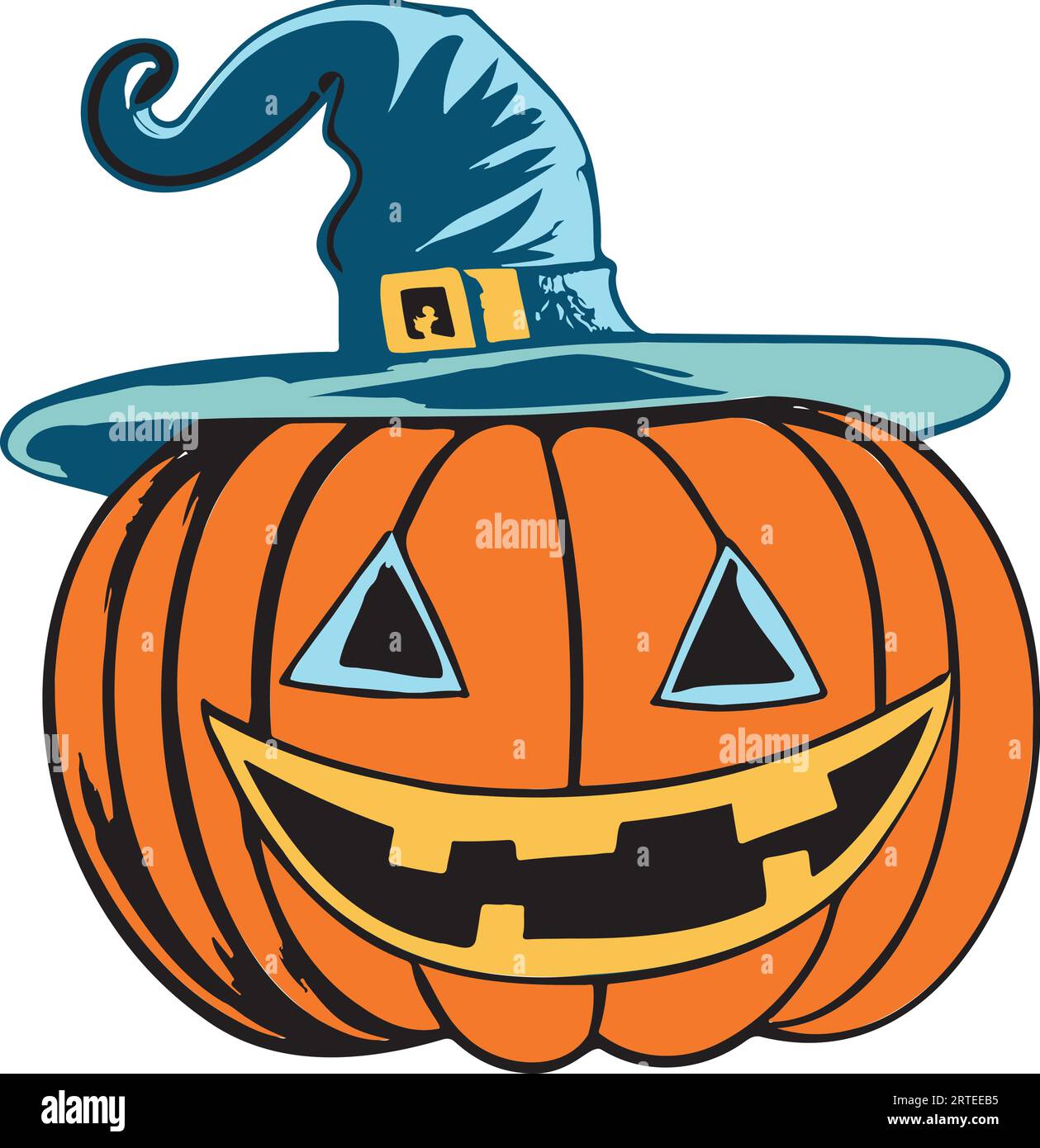 Halloween Pumpkin With A Hat Illustration Stock Vector Image & Art - Alamy