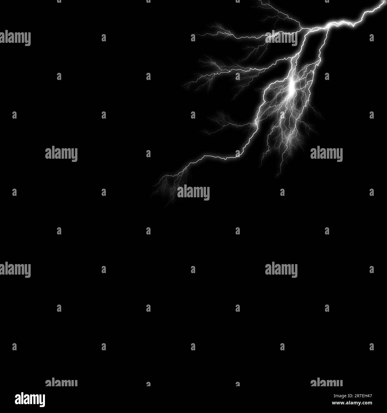 Lightning Overlays. Thunder Overlays. Lightning Background. Thunder Background. Lightning Overlays Isolated on black background. Thunder, lightnings a Stock Photo