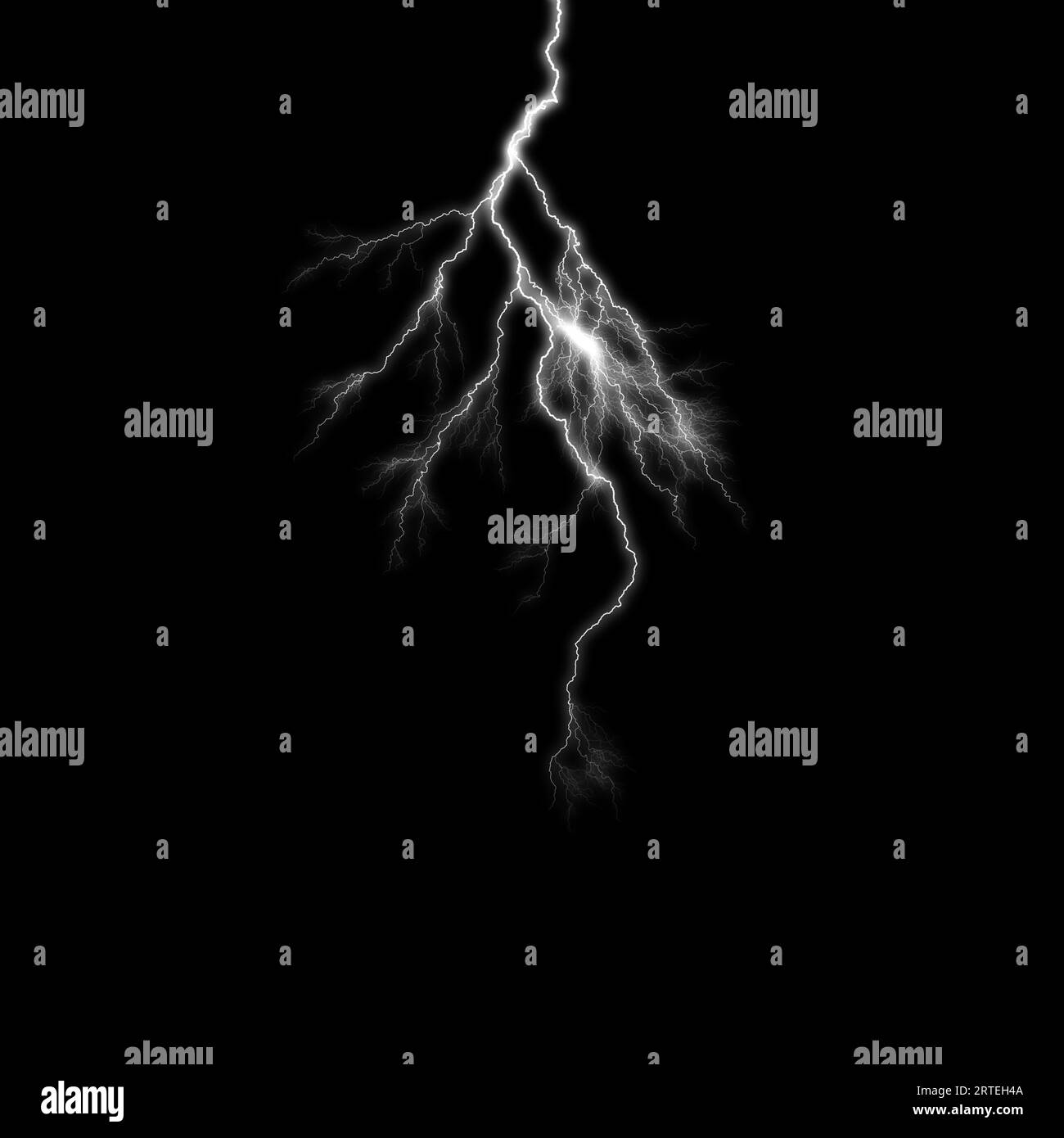 Lightning Overlays. Thunder Overlays. Lightning Background. Thunder Background. Lightning Overlays Isolated on black background. Thunder, lightnings a Stock Photo