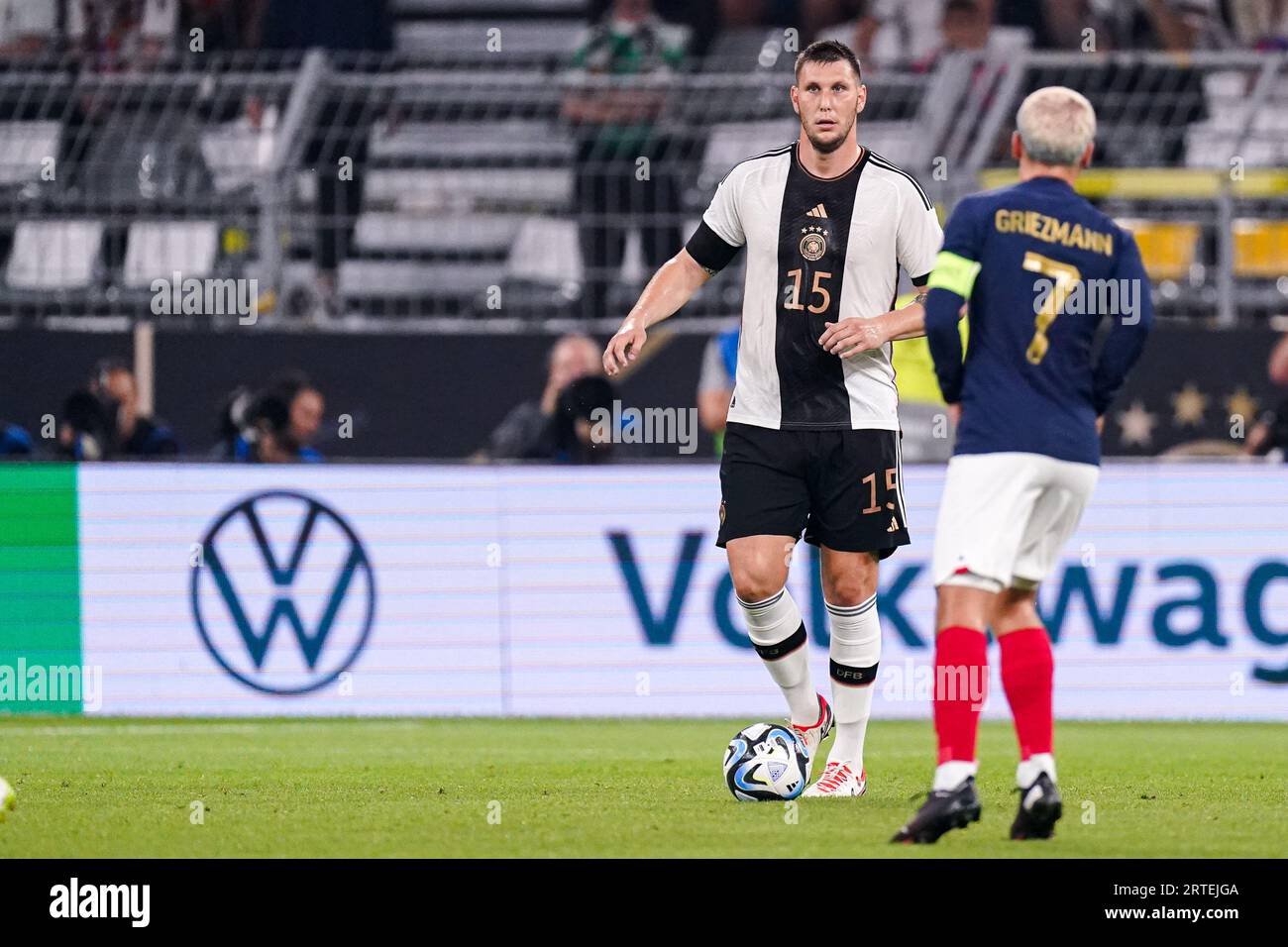Dortmund, Germany. 12th Sep, 2023. DORTMUND, GERMANY - SEPTEMBER 12: Niklas Sule of Germany looks on during the International Friendly match between Germany and France at Signal Iduna Park on September 12, 2023 in Dortmund, Germany. (Photo by Joris Verwijst/BSR Agency) Credit: BSR Agency/Alamy Live News Stock Photo