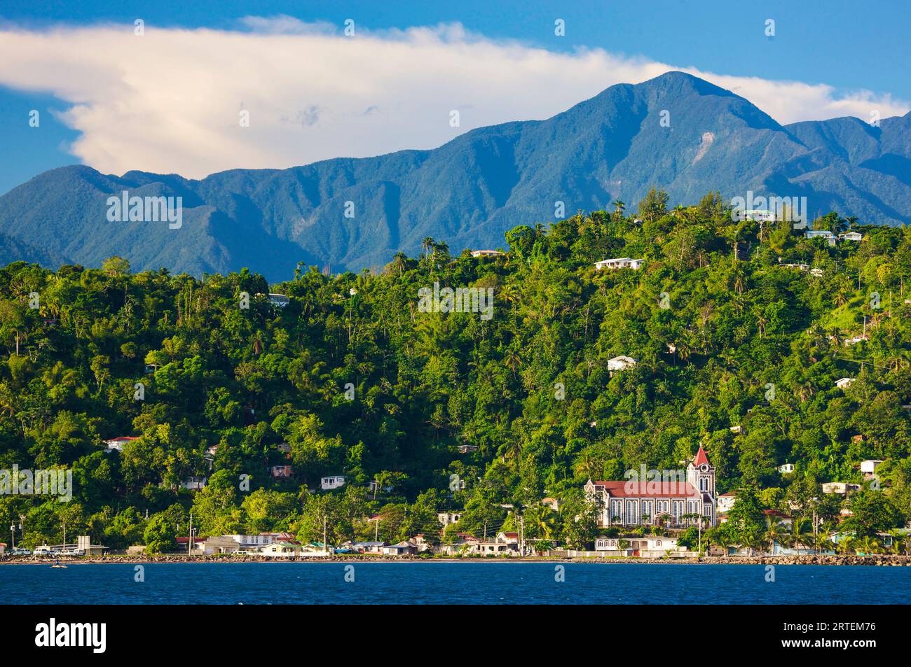 Landscape of the town and mountains in Port Antonio on the island of ...