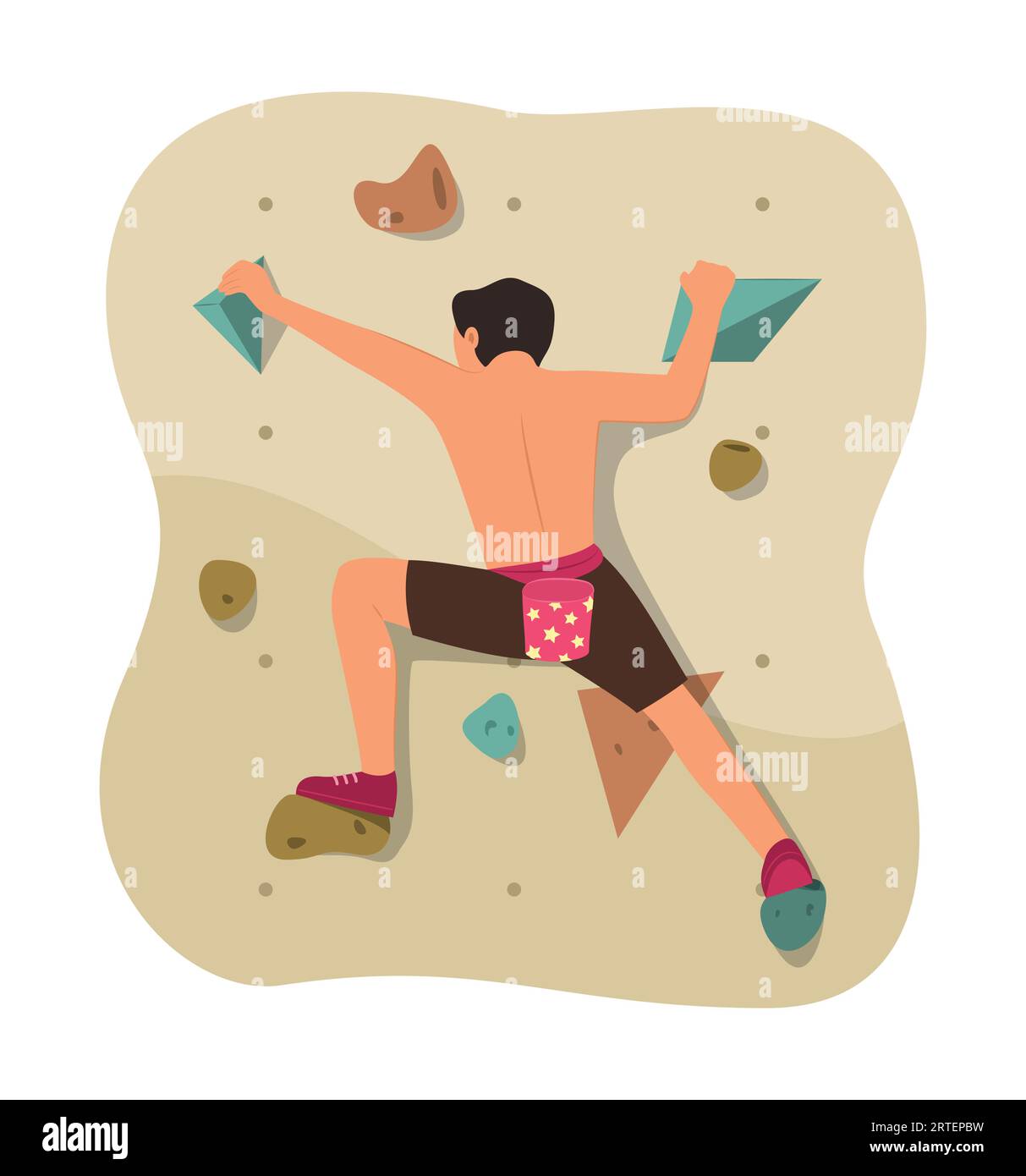 Athlete Man Exercise with Sport Climbing Concept Illustration Stock Vector