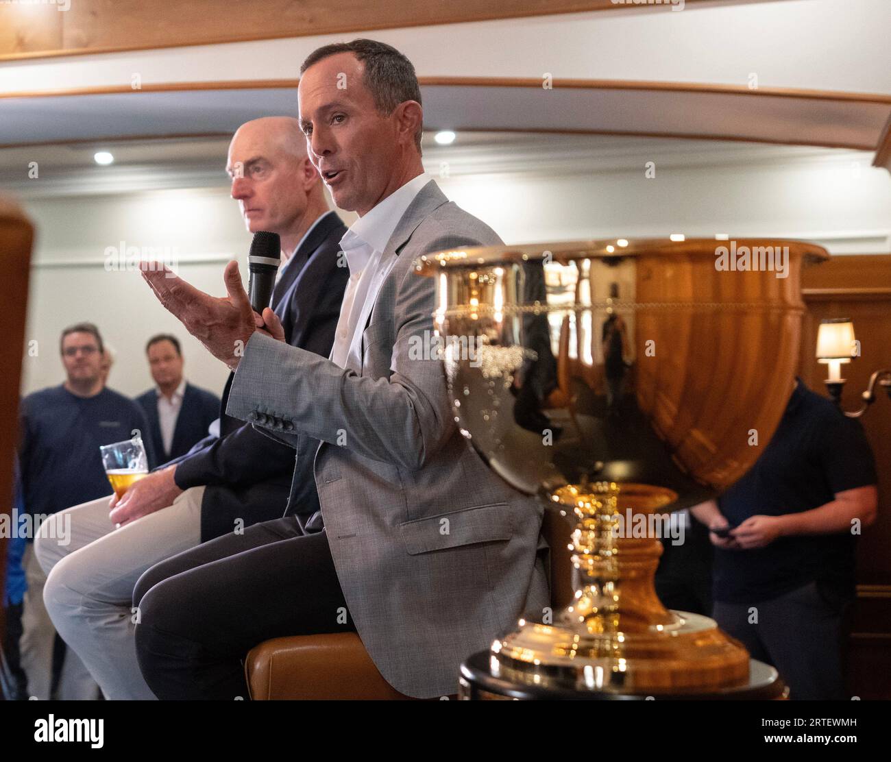 Presidents Cup Captains Mike Weir, right, for the International Team and Jim Furyk, for the U.S