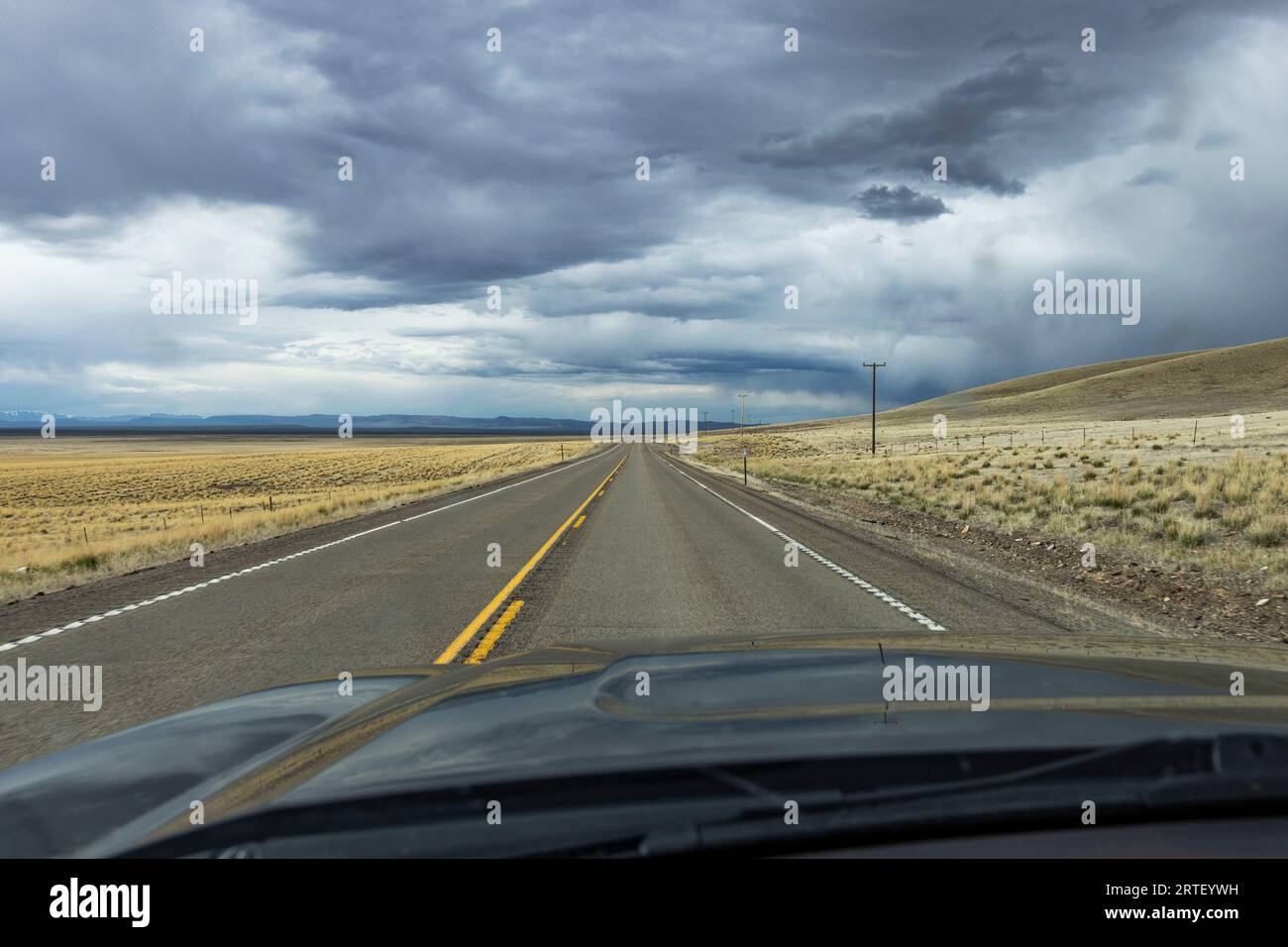 USA, Nevada, Winnemucca, View of highway during stormy weather Stock