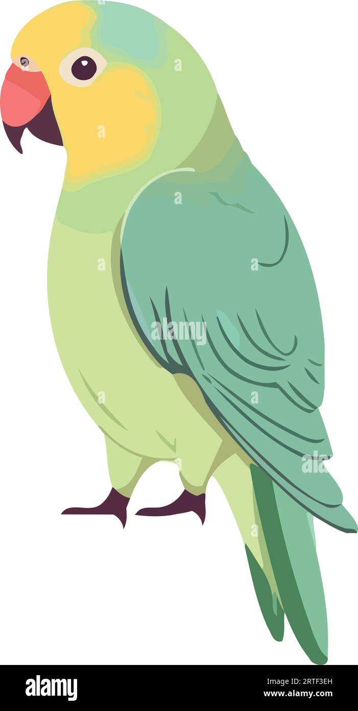 Colorful macaw perched on branch, feathers spread Stock Vector