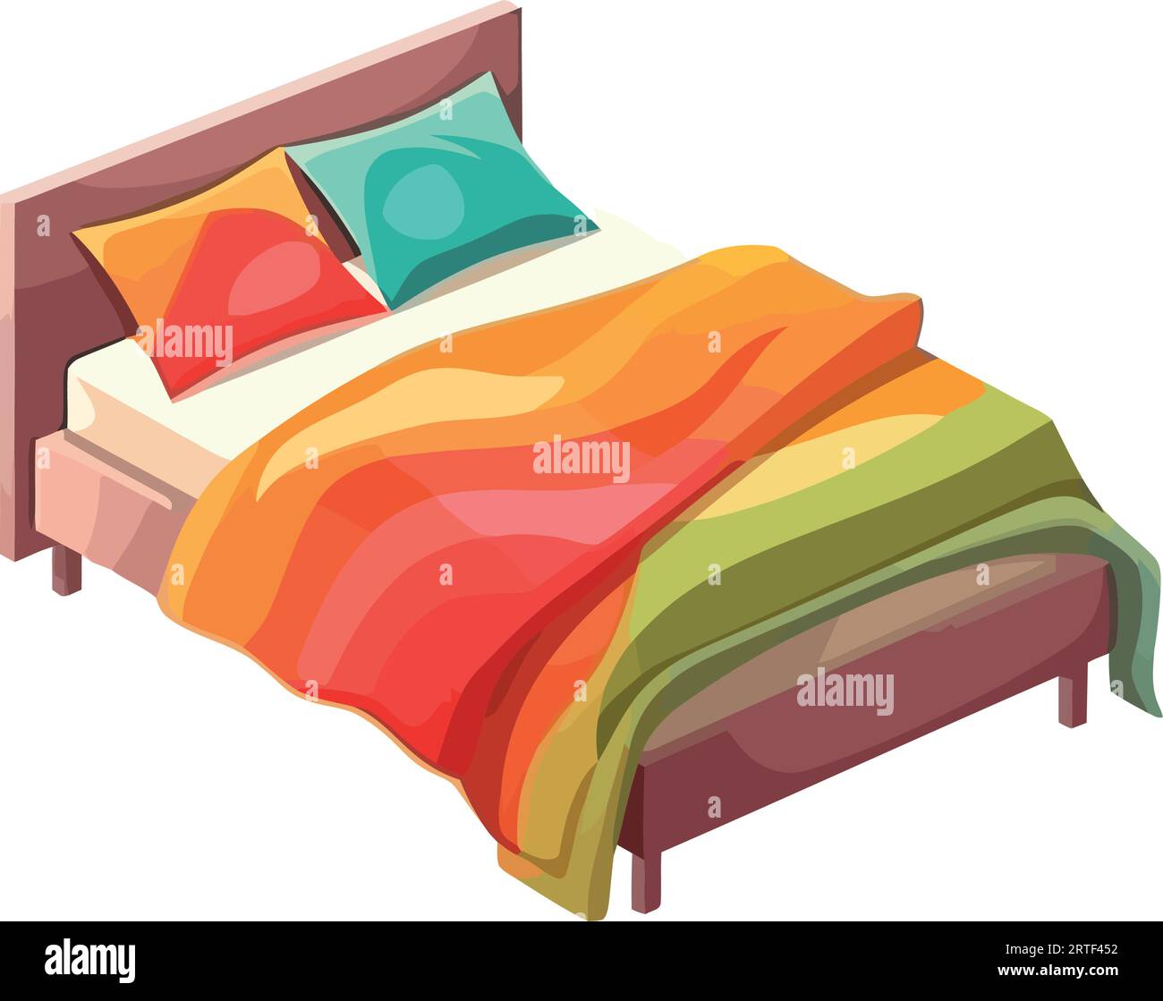Comfortable bedding and pillows for a cozy night Stock Vector