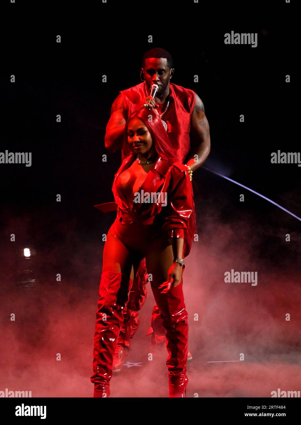 Yung Miami and Diddy perform on stage at the MTV Video Music Awards 2023 held at the Prudential