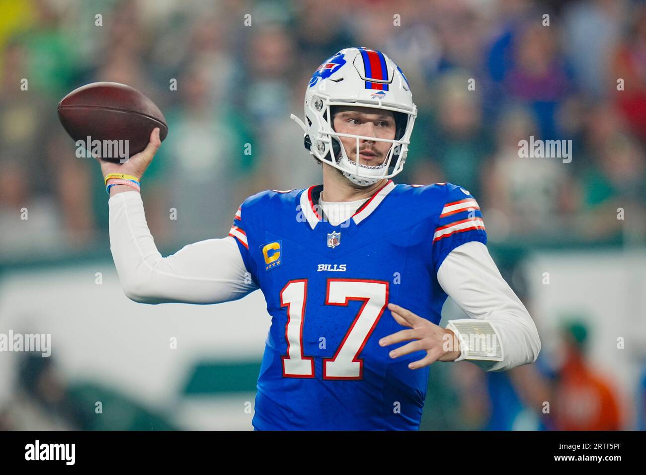 Buffalo Bills quarterback Josh Allen (17) passes the ball during