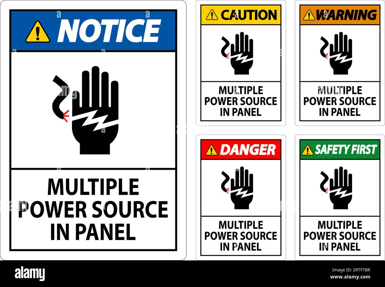 Danger Sign Multiple Power Source In Panel Stock Vector Image & Art - Alamy
