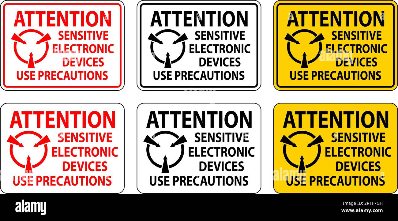 Static Warning Sign Attention Sensitive Electronic Devices Use