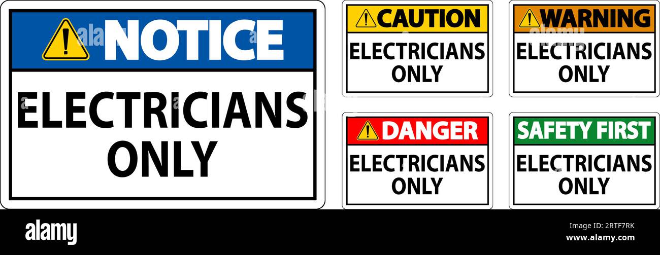 Danger Sign Electricians Only Stock Vector