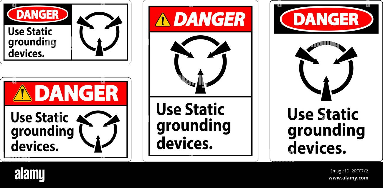 Danger Sign Use Static Grounding Devices Stock Vector Image & Art - Alamy