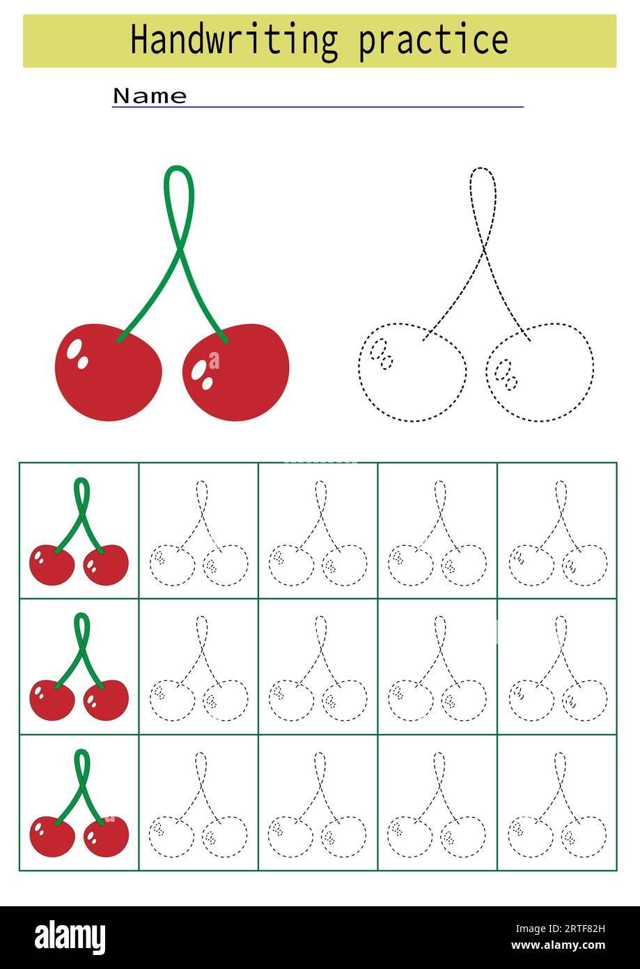 Tracing lines for children, cherry berry development of handwriting
