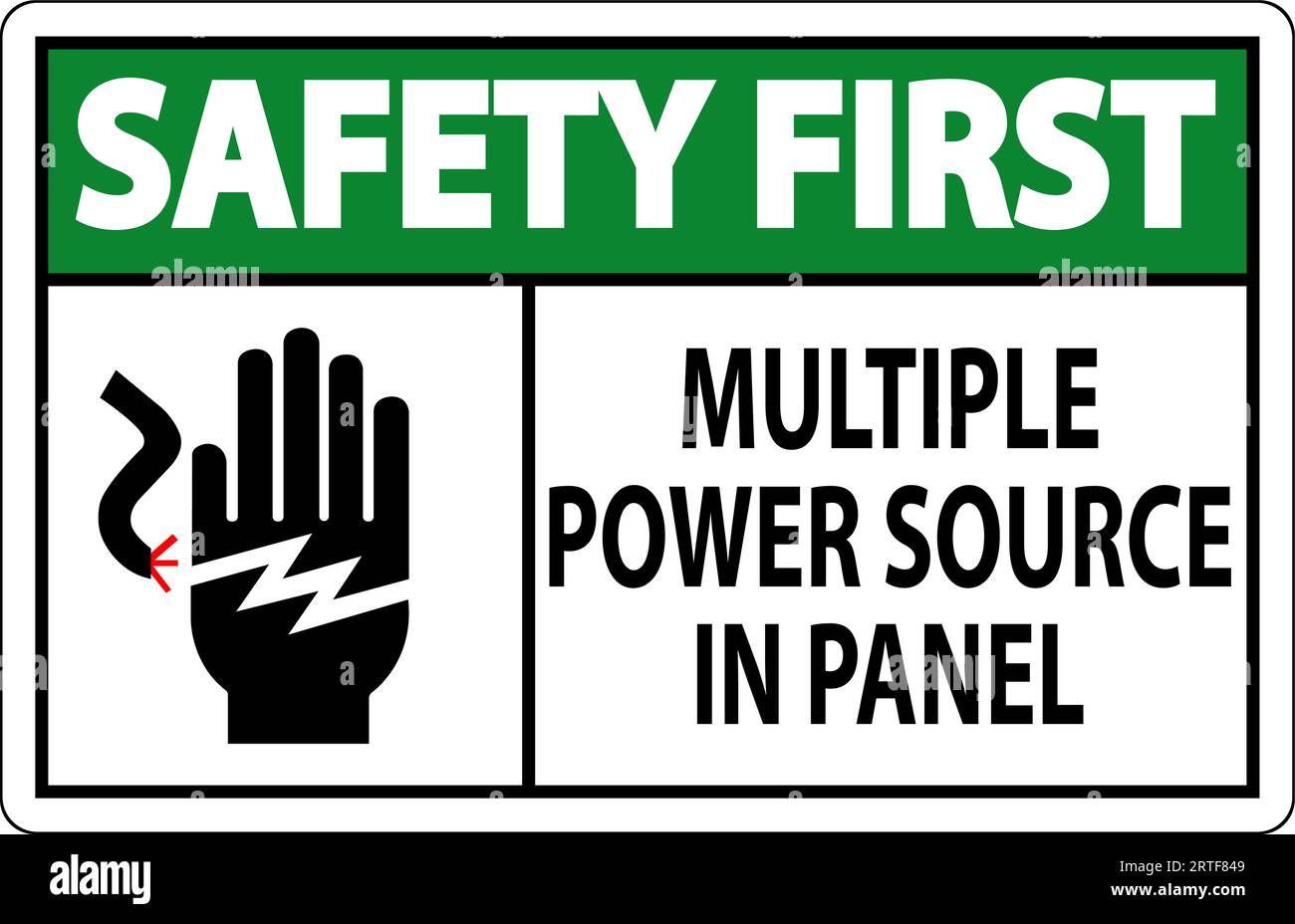 Safety First Sign Multiple Power Source In Panel Stock Vector Image ...