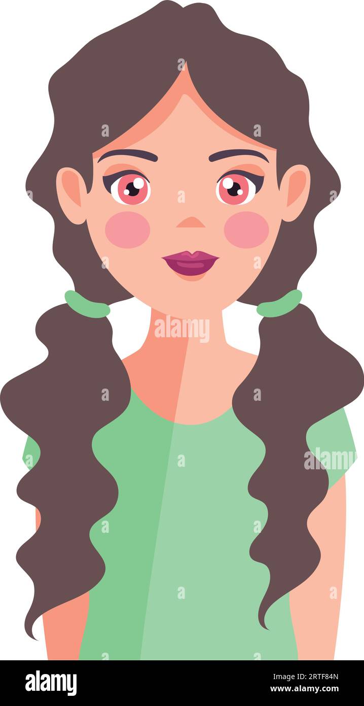 young woman long hair with pony tails Stock Vector Image & Art - Alamy