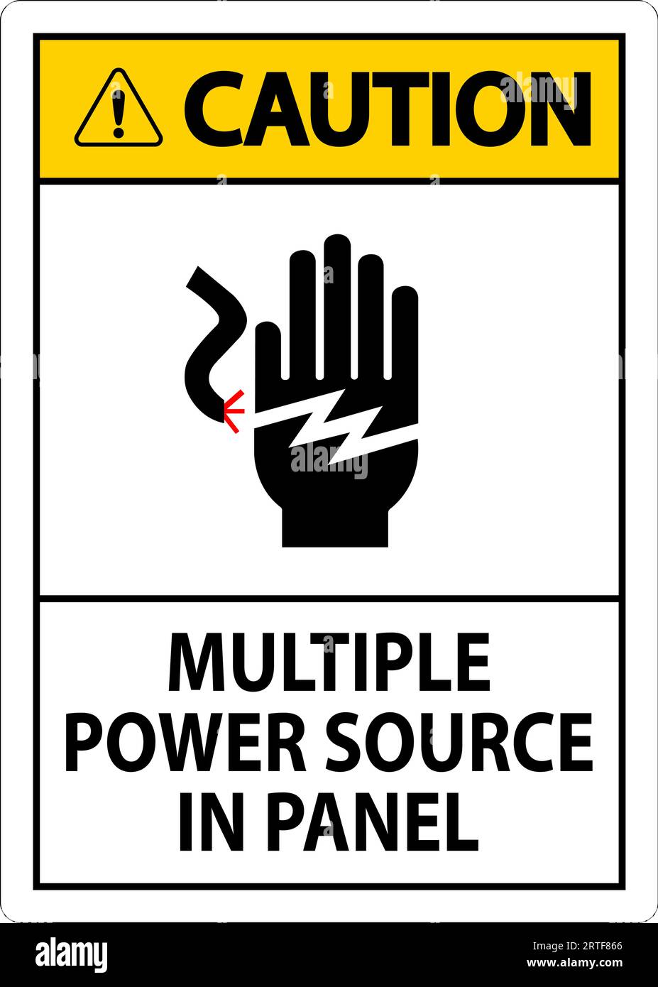 Caution Sign Multiple Power Source In Panel Stock Vector Image & Art