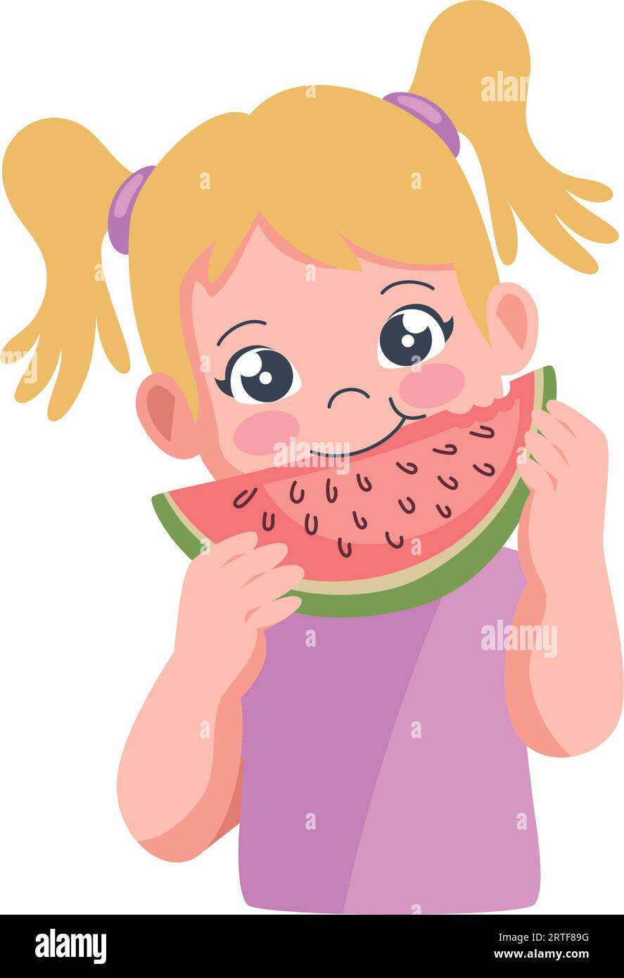 Kid Eating Watermelon Stock Vector Image & Art - Alamy