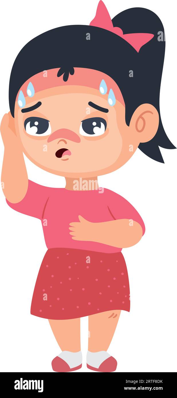 kid-sick-with-fever-and-sweating-stock-vector-image-art-alamy