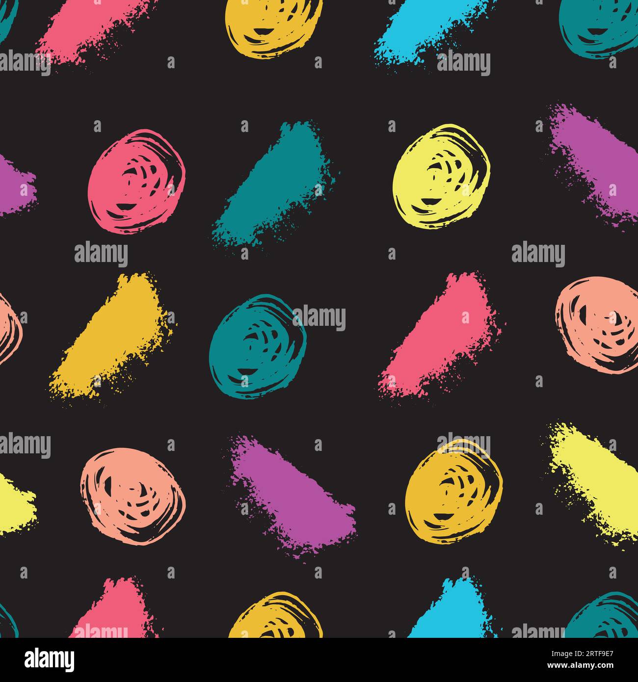 circle brush simple black background seamless pattern vector Stock Vector