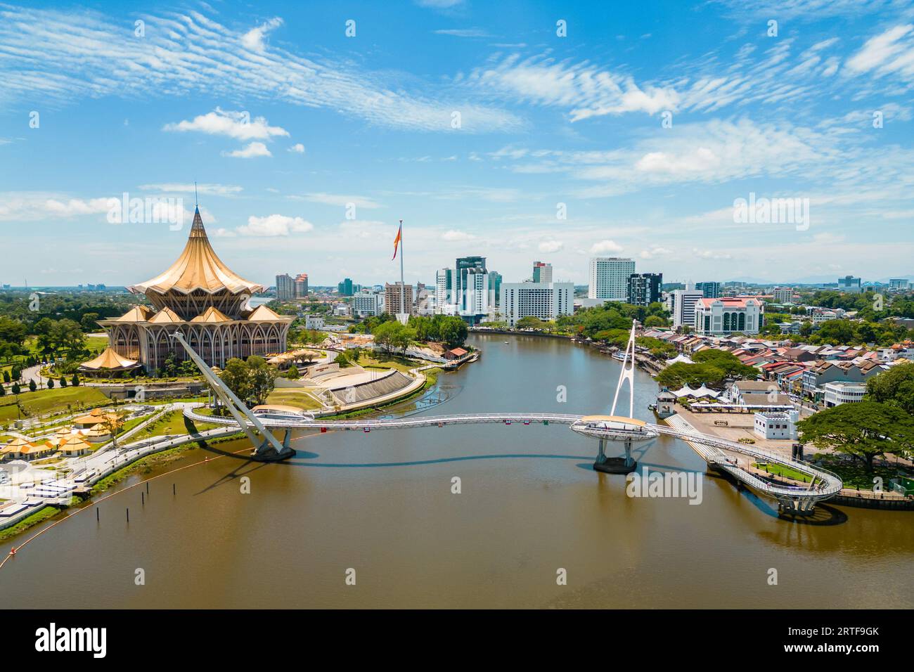scenery of the waterfront of Sarawak river in Kuching, Sarawak, east Malaysia Stock Photo