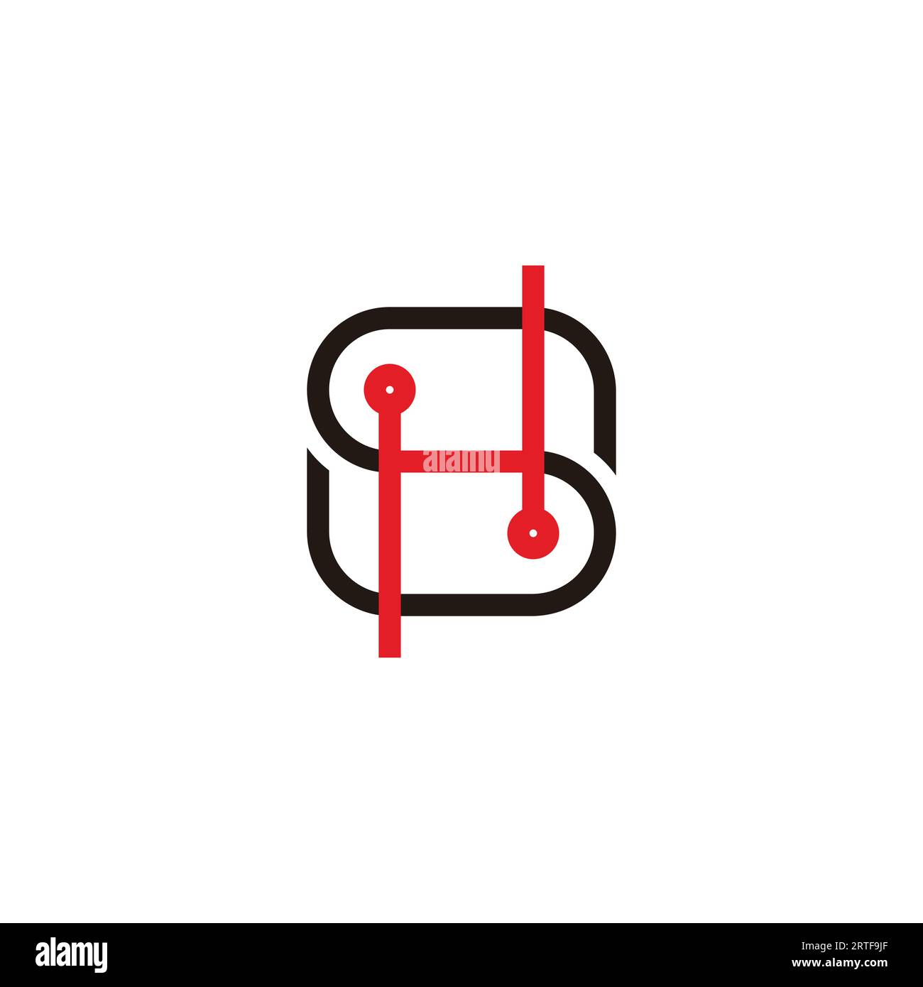 letter sh simple colorful line geometric logo vector Stock Vector