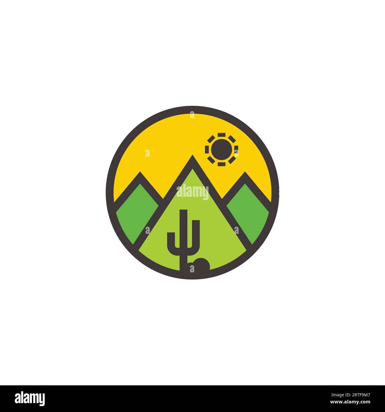 circle colorful geometric cactus logo vector Stock Vector