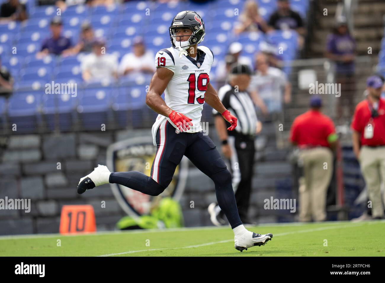 Houston Texans wide receiver Xavier Hutchinson works out prior to an