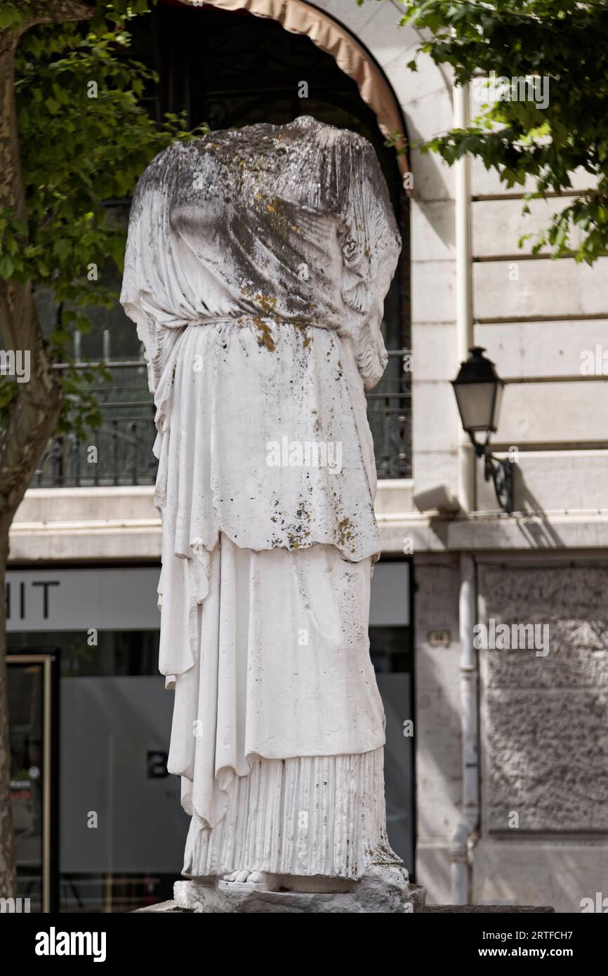 AixLesBains, France. 6th June, 2023. A headless female statue in