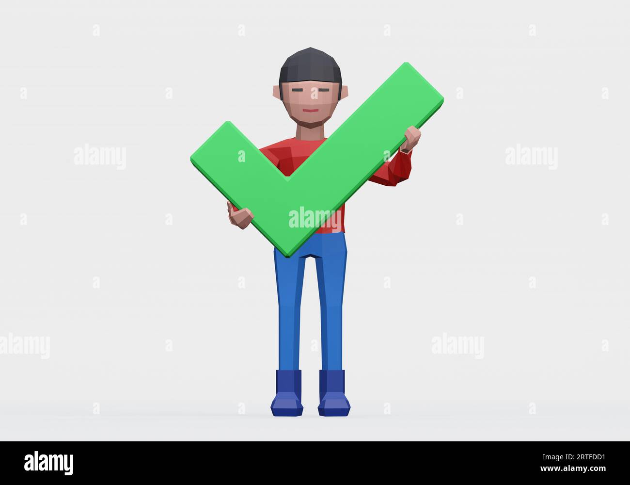3d render of Dummy with check mark for concepts. Stock Photo