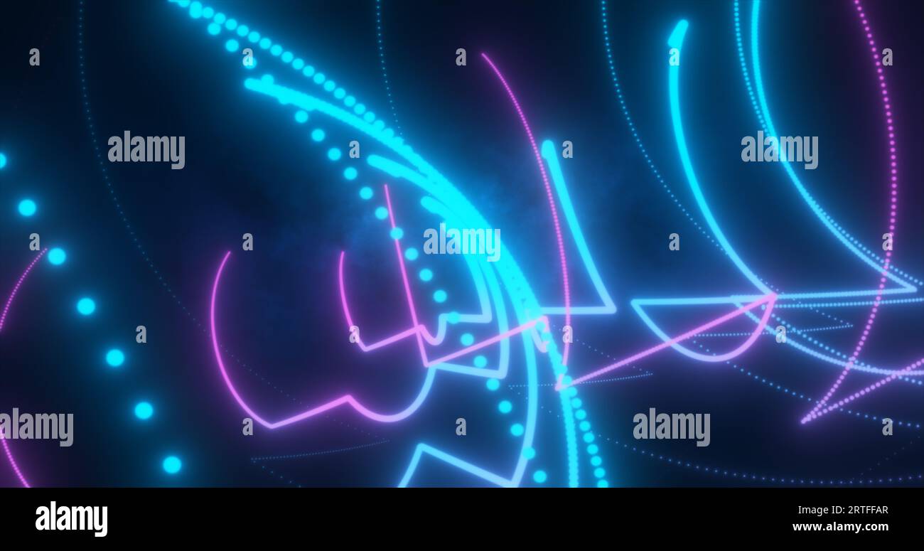 Abstract blue and purple glowing neon energy laser lines flying on a ...