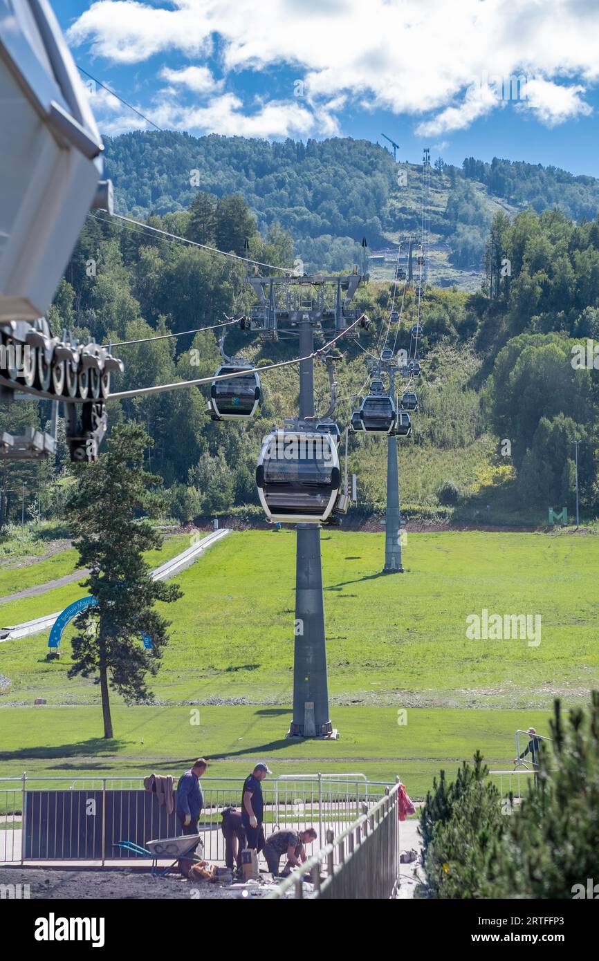 Close-up of a cable car cabin against the sky Stock Photo - Alamy