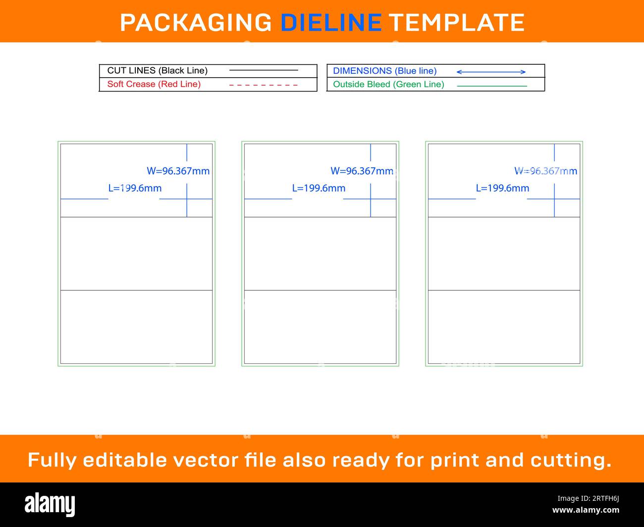 3 Adhesive Address Labels Die line Template 199.6 x 96.367mm Stock