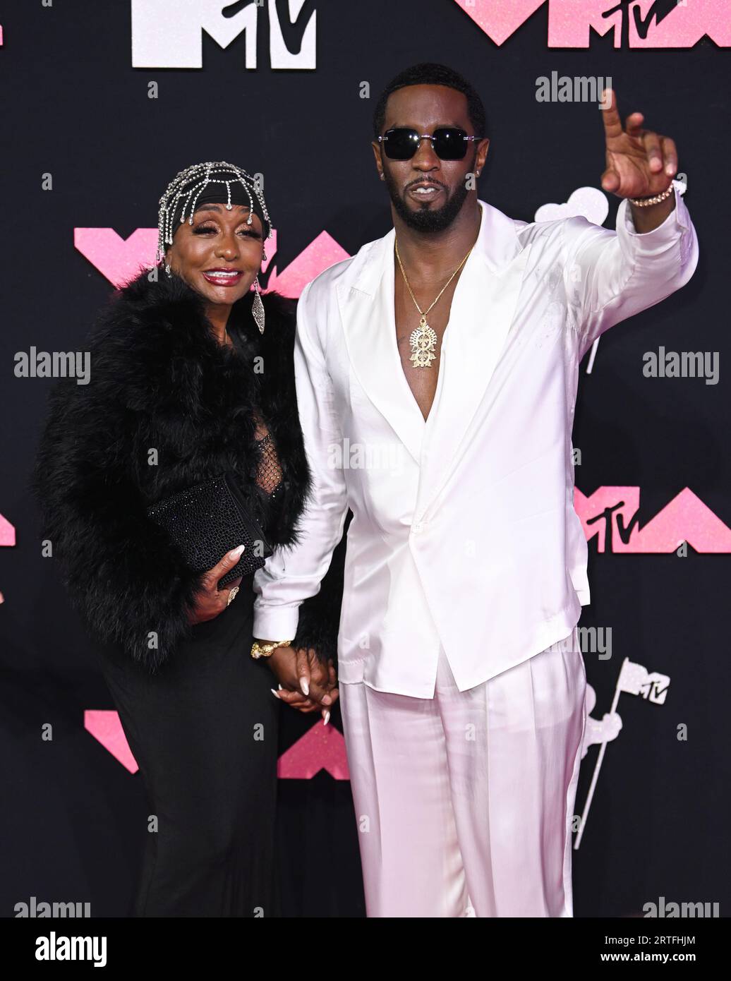 Newark, USA. September 12th, 2023. P Diddy and Janice Combs arriving at the 2023 MTV Video Music Awards, the Prudential Center, New Jersey. Credit: Doug Peters/EMPICS/Alamy Live News Stock Photo