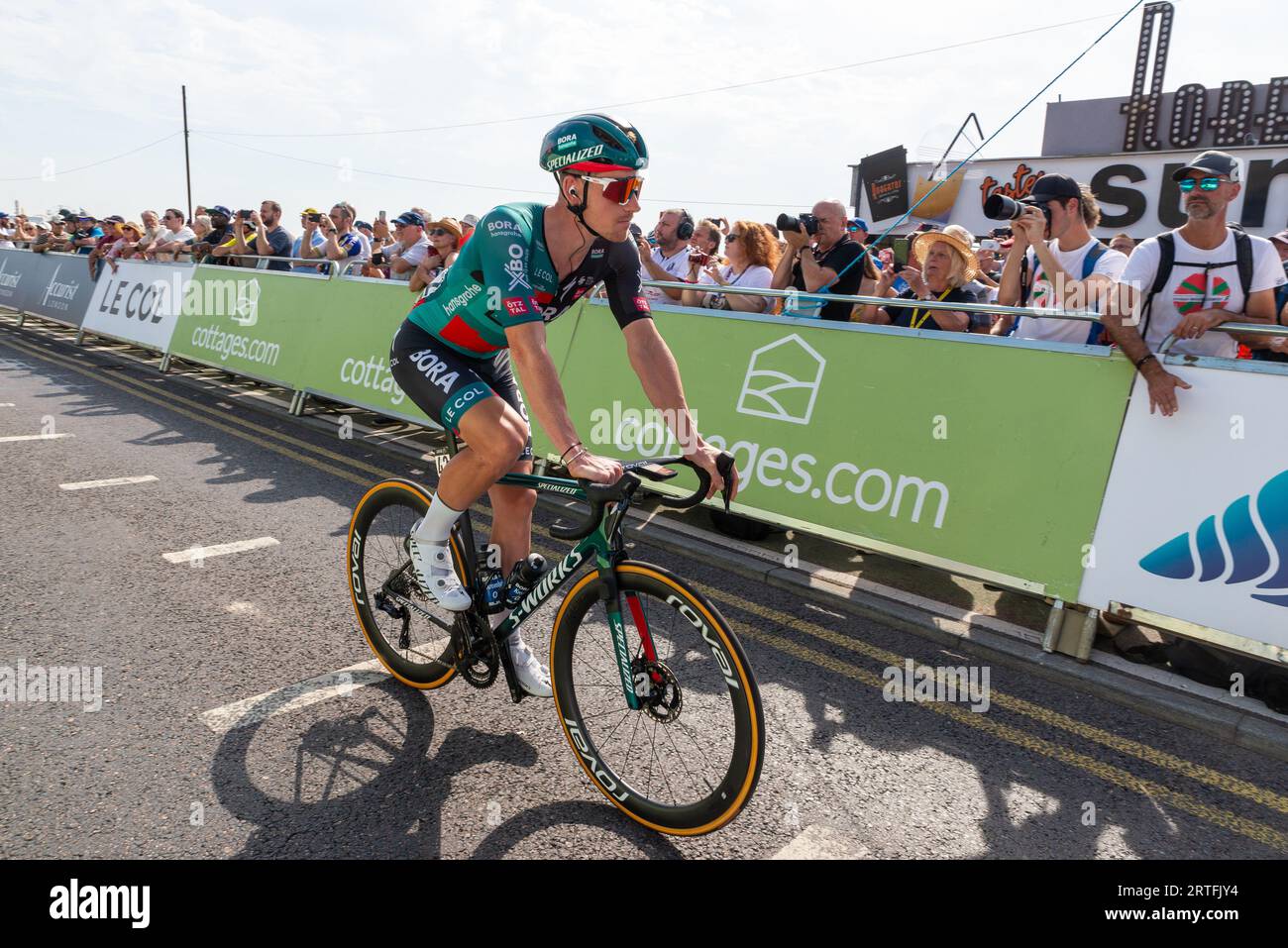 Ryan Mullen of team BORA Hansgrohe riding before the Tour of Britain ...