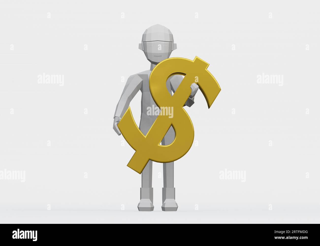 3d render of dummy holding a dollar sign for money concept Stock Photo ...