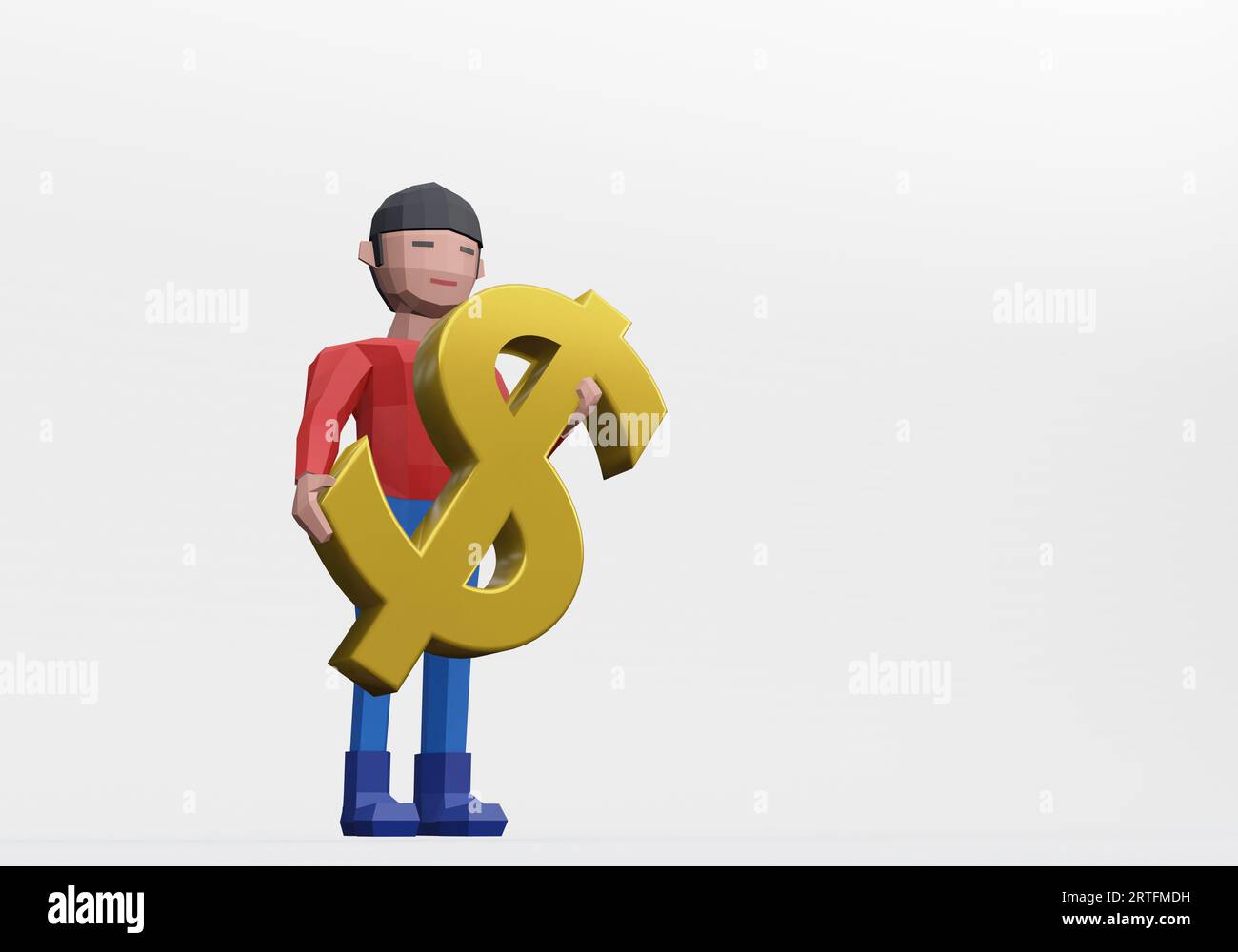 3d render of dummy holding a dollar sign for money concept Stock Photo ...
