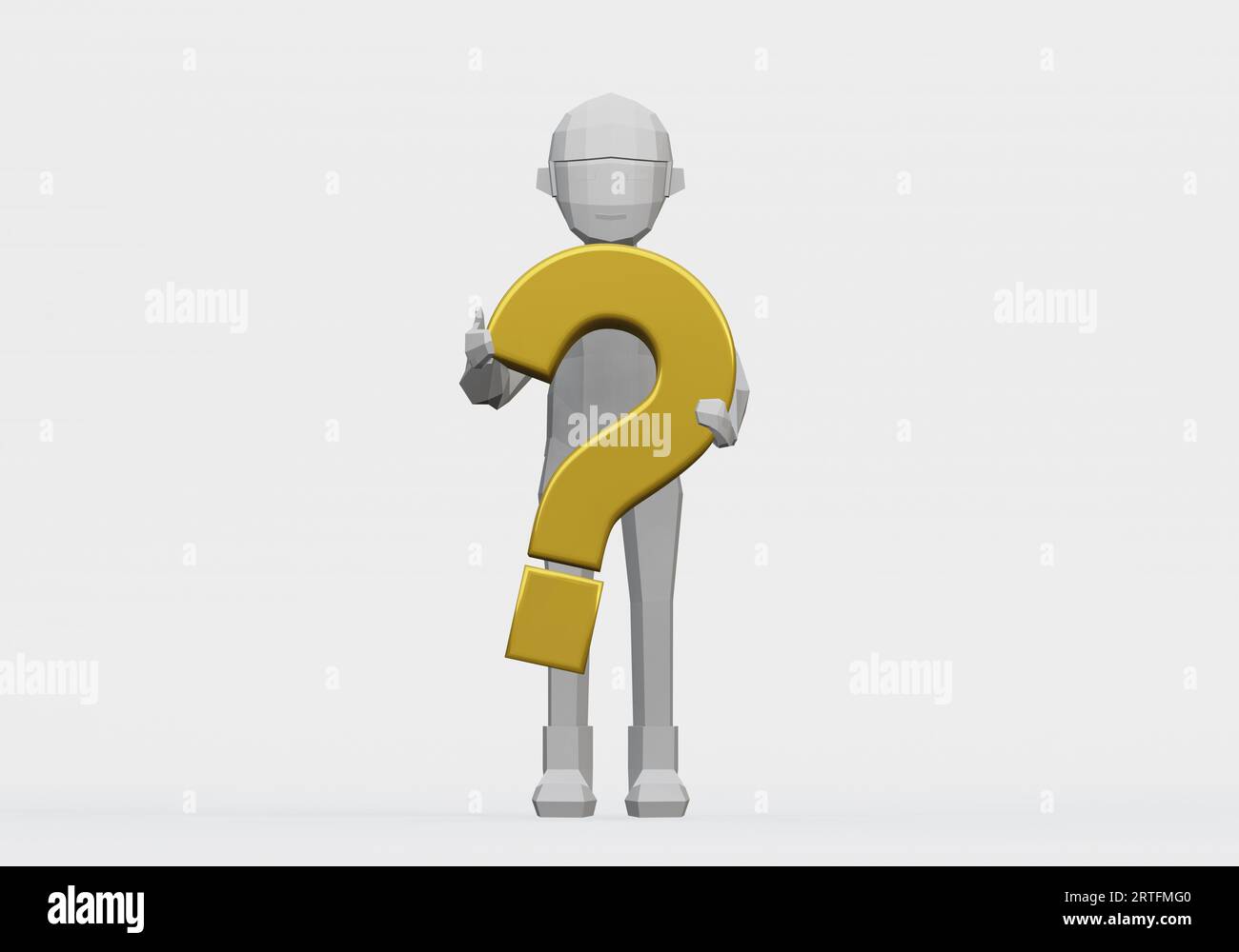 3d render of dummy holding a question mark for concepts Stock Photo Alamy
