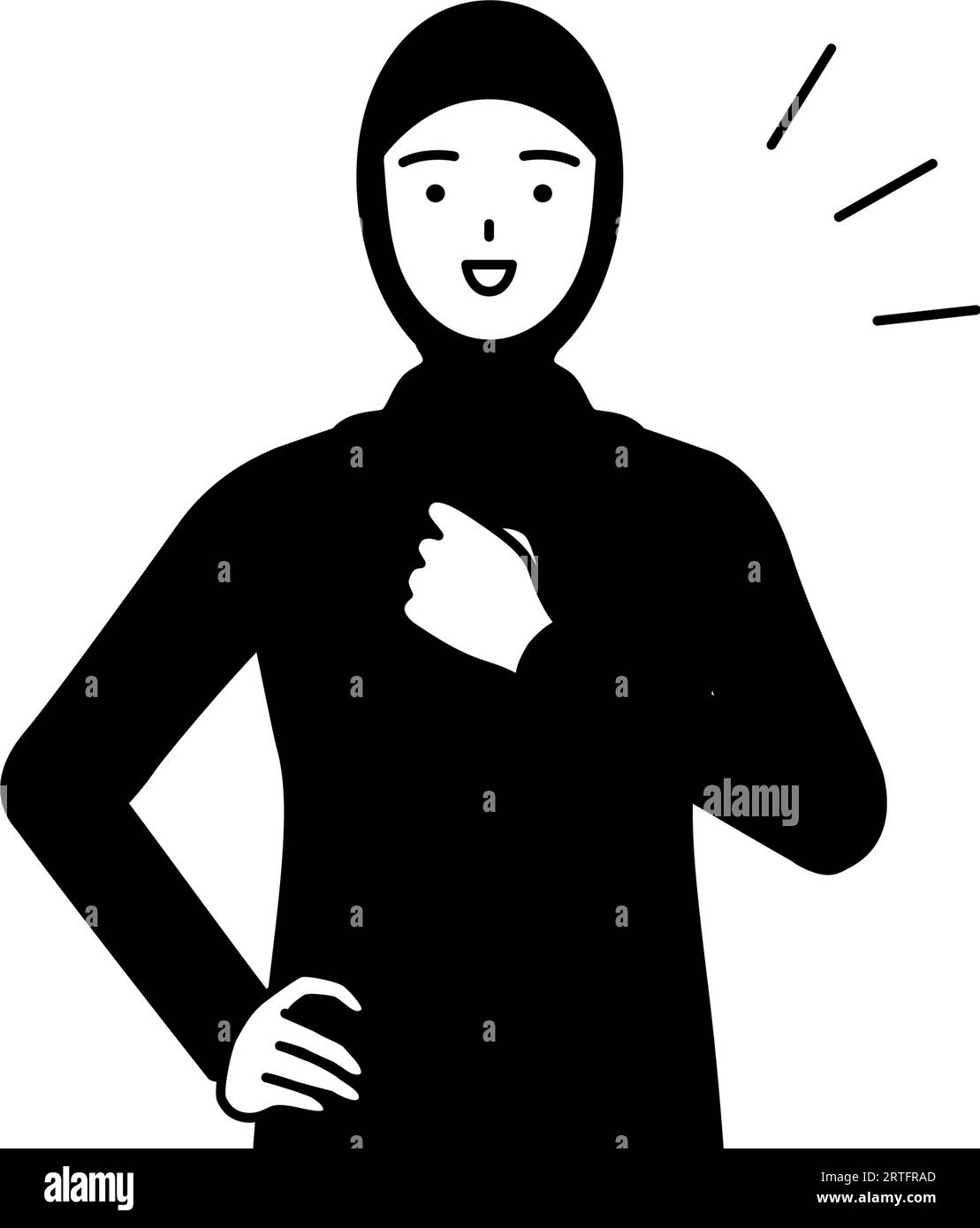 Muslim Woman tapping her chest, Vector Illustration Stock Vector