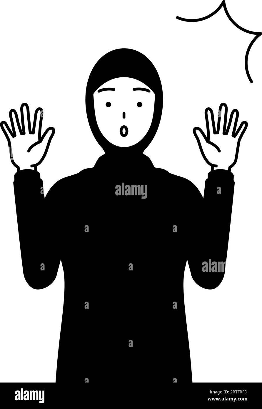 Muslim Woman raising her hand in surprise, Vector Illustration Stock
