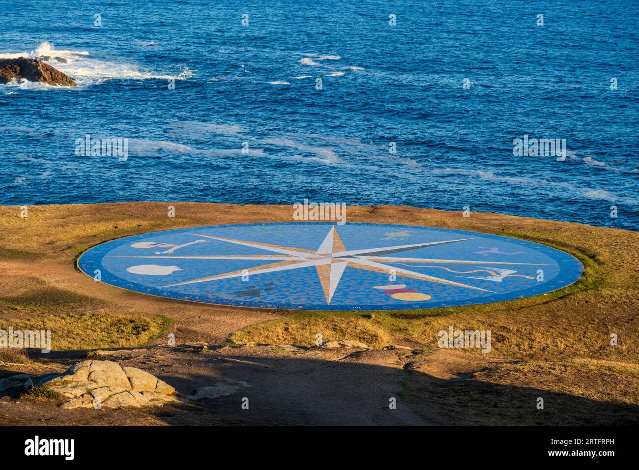 Compass rose representing the different Celtic peoples, A Coruna, Galicia, Spain Stock Photo