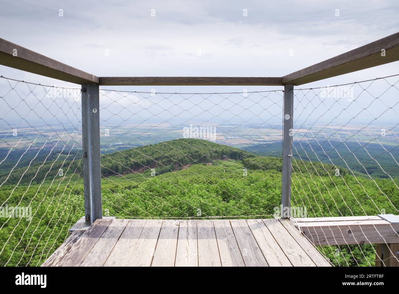 View of Karpaty mountain Range from Velka Homola observation tower (Slovakia, Eastern Europe) Stock Photo