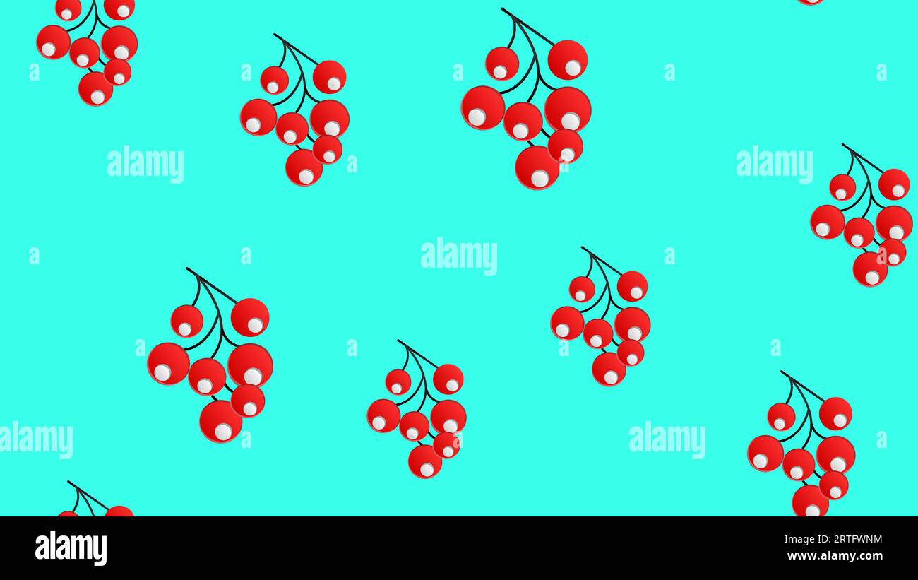 Abstract holly berries Christmas seamless vector pattern. Stylized Rowan berry branches repeating background. Vector. Stock Vector